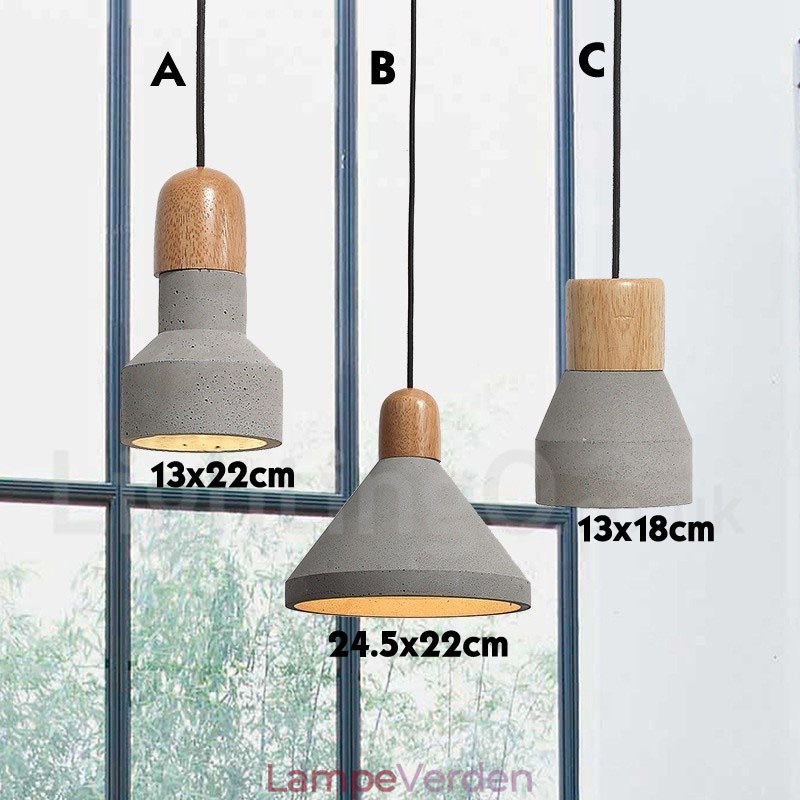 Single Light Modern Contemporary Wood Concrte Pendel Light