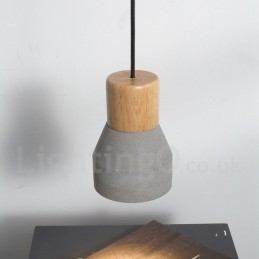 Single Light Modern Contemporary Wood Concrte Pendel Light