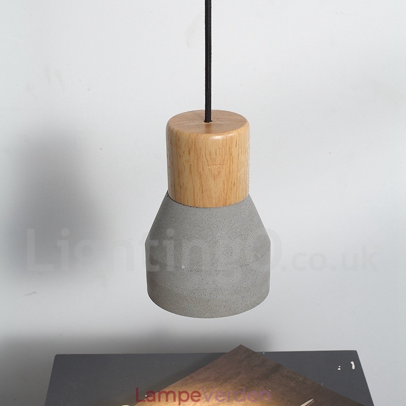Single Light Modern Contemporary Wood Concrte Pendel Light
