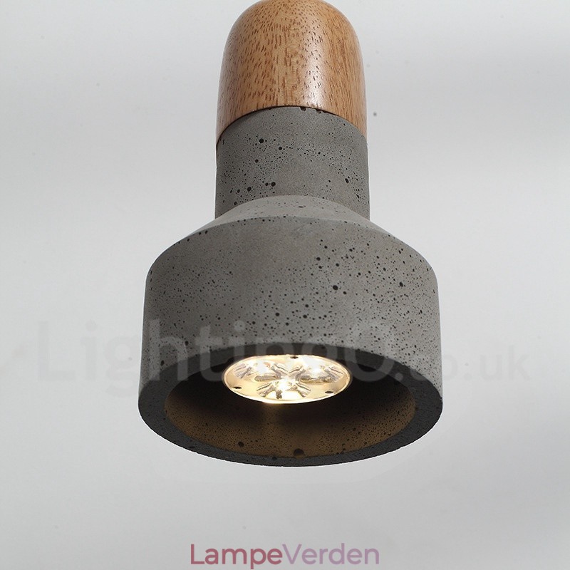Single Light Modern Contemporary Wood Concrte Pendel Light