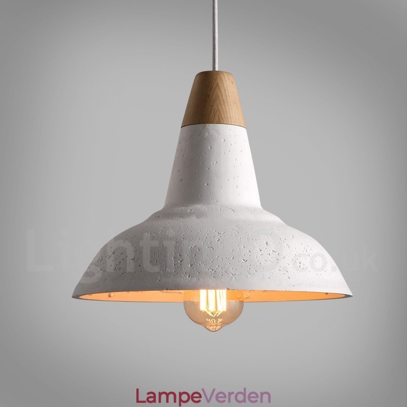 Modern Contemporary 1 Light Wood Concrte Pendel Light
