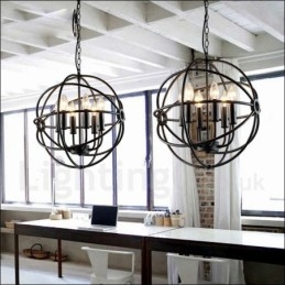 6 Light Metal Globe Vintage Pendel Light