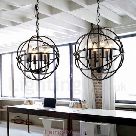 6 Light Metal Globe Vintage Pendel Light 6 Light Metal Globe Vintage Pendel Light