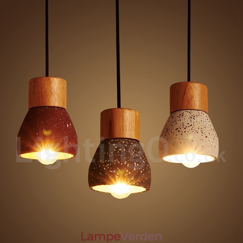 Modern Contemporary 1 Light Wood Concrte Pendellampe