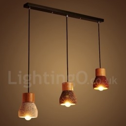 Modern Contemporary 1 Light Wood Concrte Pendellampe