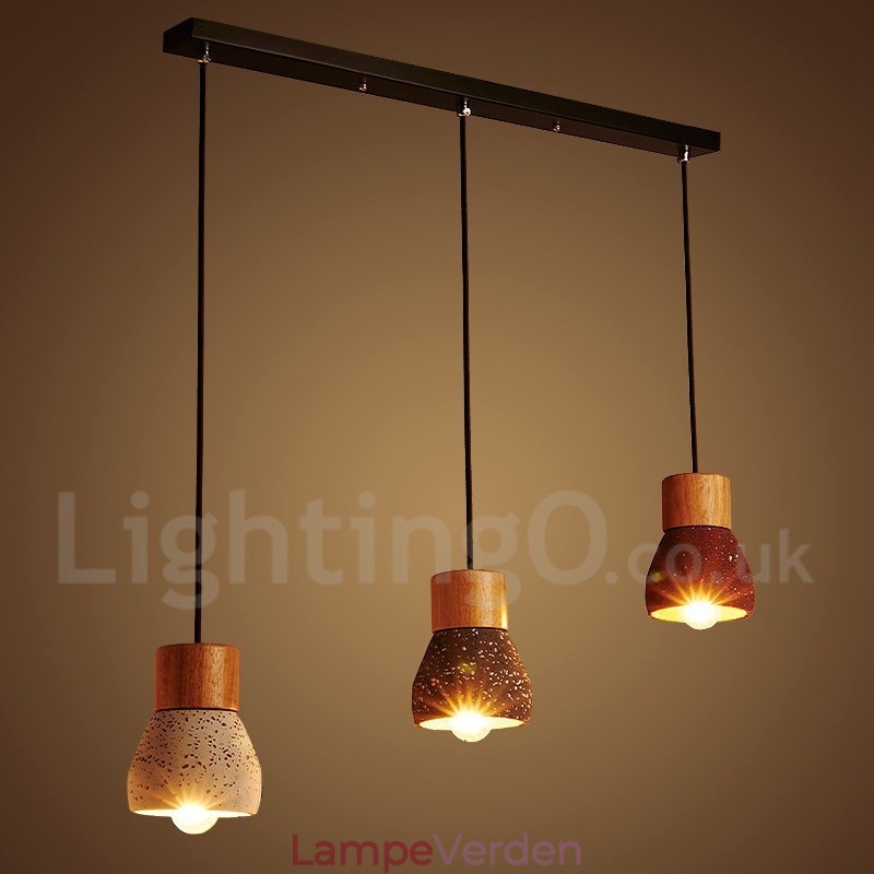 Modern Contemporary 1 Light Wood Concrte Pendellampe
