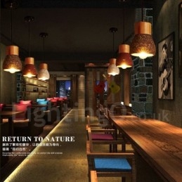 Modern Contemporary 1 Light Wood Concrte Pendellampe