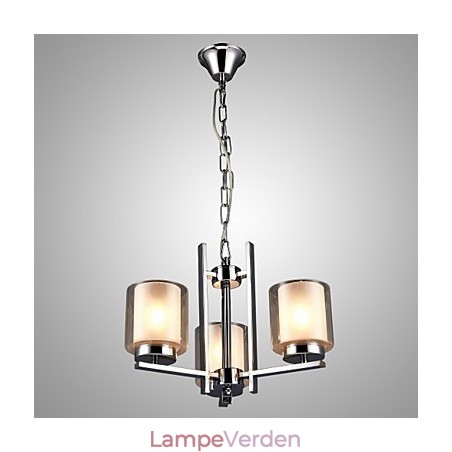 Jern galvaniseret lysekrone med glasskærm Klassisk stearinlyslampe 3 hoveder Jern galvaniseret lysekrone med glasskærm Klassisk stearinlyslampe 3 hoveder