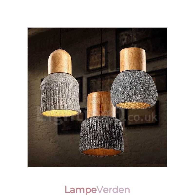 Retro vintage træbeton pendel
