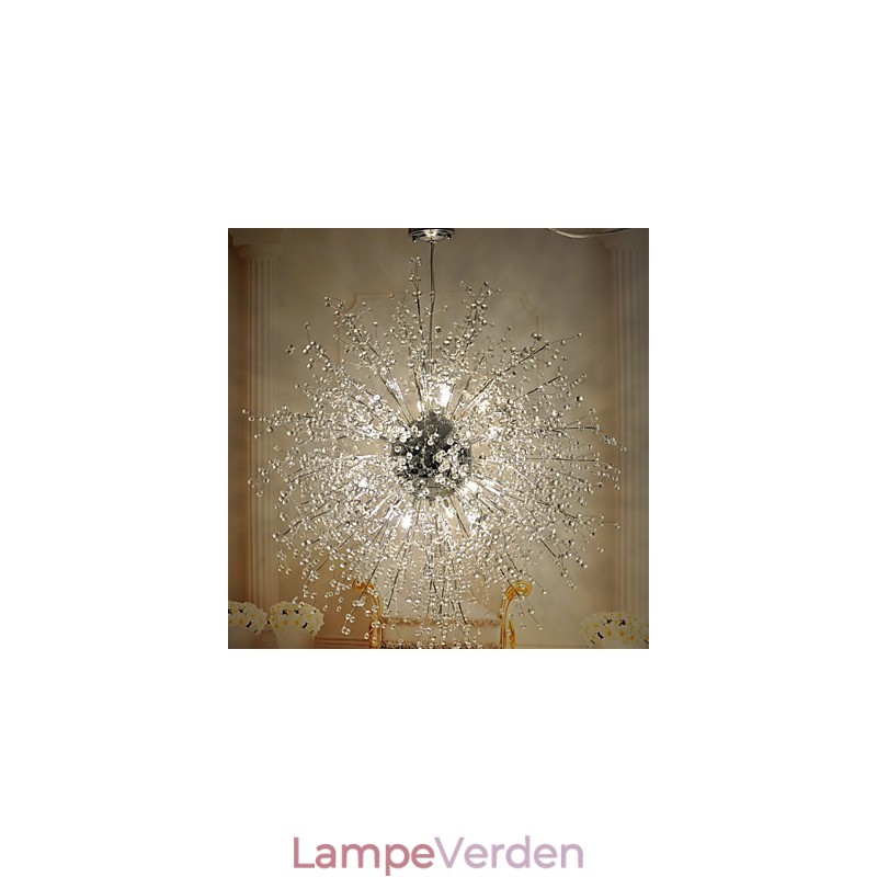 Moderne Lantern Globe Crystal Chrome Metal Flush Mount