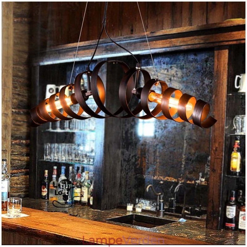 Retro jernlampe Moderne, minimalistisk industriel lysekrone