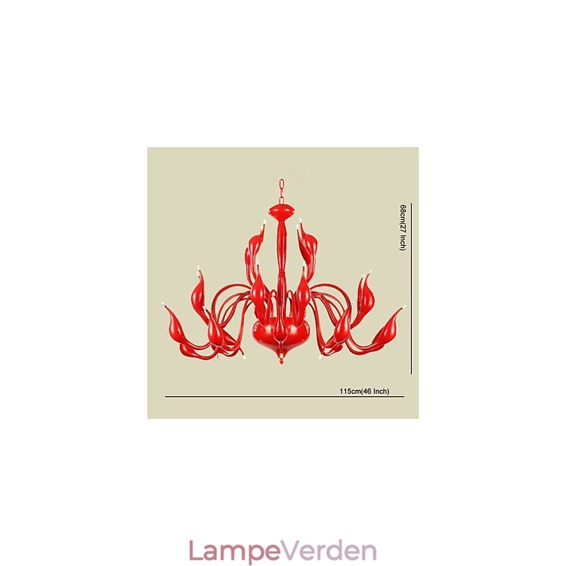 Moderne lysekrone lys 24 lys G4 rød maleri