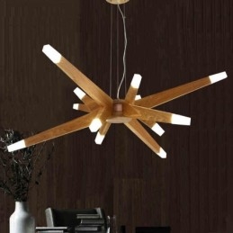 Modern Contemporary Wood 12 Light Pendel Light