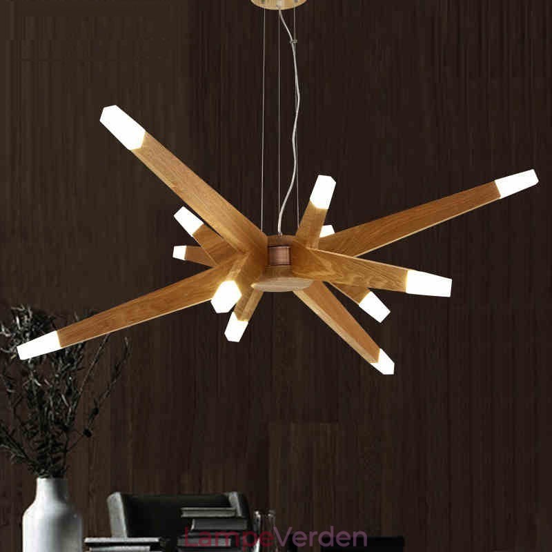 Modern Contemporary Wood 12 Light Pendel Light