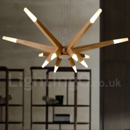 Modern Contemporary Wood 12 Light Pendel Light