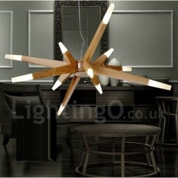 Modern Contemporary Wood 12 Light Pendel Light