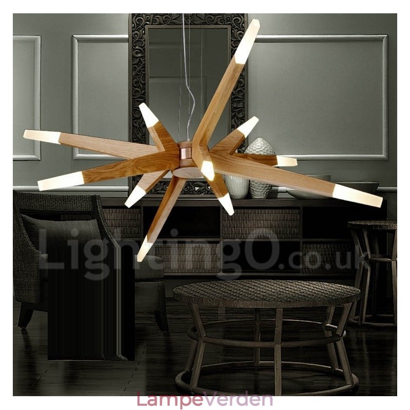 Modern Contemporary Wood 12 Light Pendel Light
