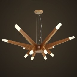 Modern Contemporary Wood 12 Light Pendel Light