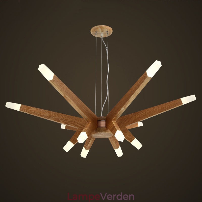 Modern Contemporary Wood 12 Light Pendel Light