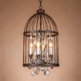 Retro Vintage Metal 4 Light Birdcage Pendel Light