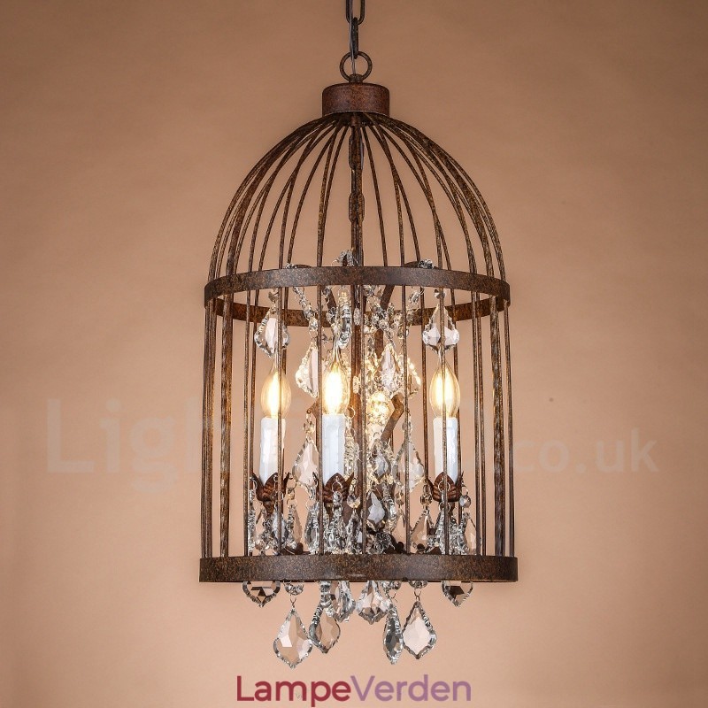 Retro Vintage Metal 4 Light Birdcage Pendel Light