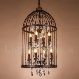 Retro Vintage Metal 8 Light Birdcage Pendel Light