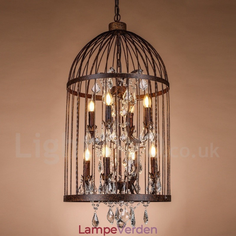 Retro Vintage Metal 8 Light Birdcage Pendel Light