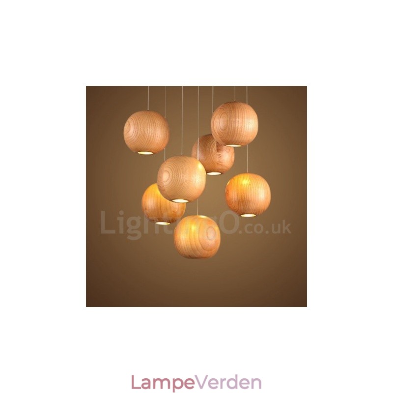 Rustik Lodge Wooden Globe Pendel Light