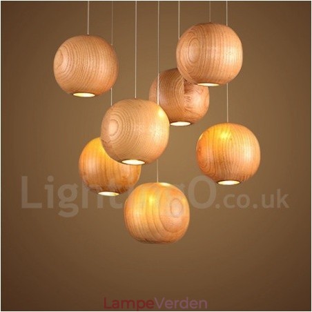 Rustik Lodge Wooden Globe Pendel Light