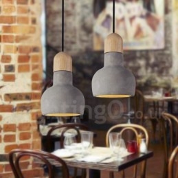 Retro Vintage Wood Concrte Single Light Pendel Light