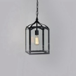 Metal Rustic Lodge Pendel med glasskærm