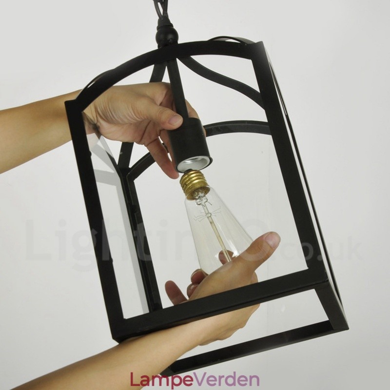 Metal Rustic Lodge Pendel med glasskærm