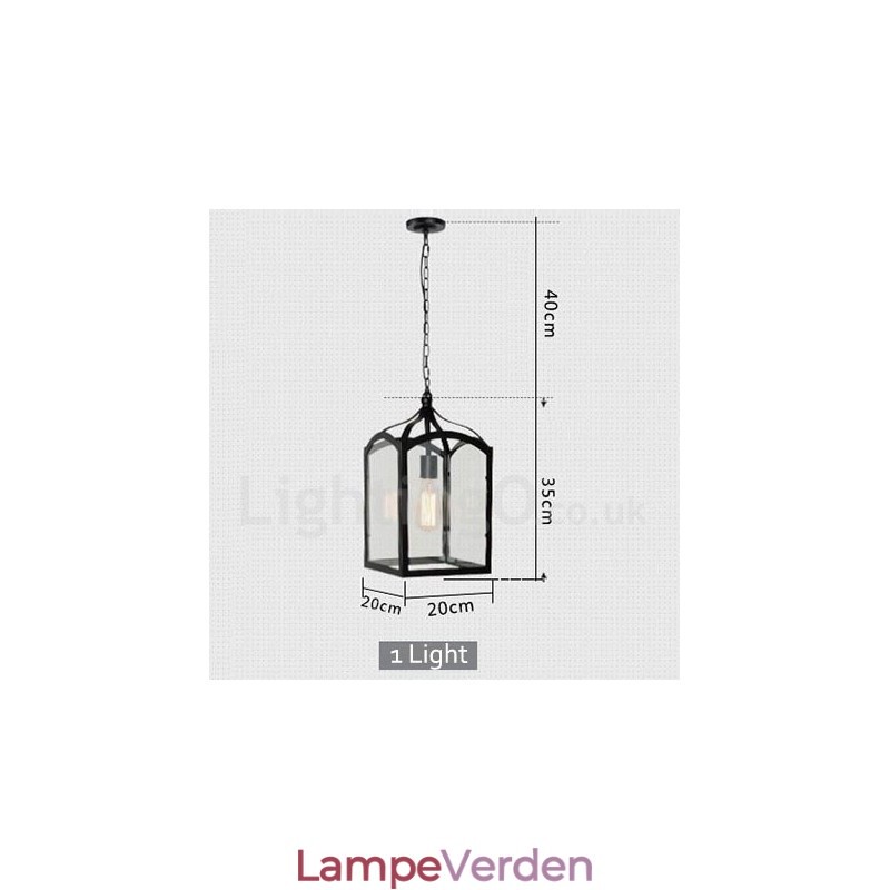 Metal Rustic Lodge Pendel med glasskærm