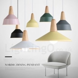 Moderne moderne træ metal pendel i flere farver