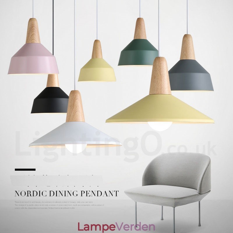 Moderne moderne træ metal pendel i flere farver