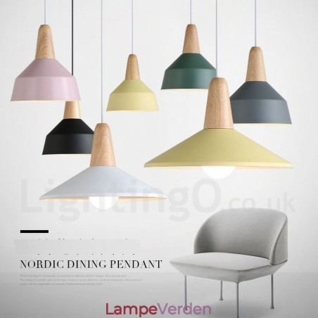 Moderne moderne træ metal pendel i flere farver Moderne moderne træ metal pendel i flere farver