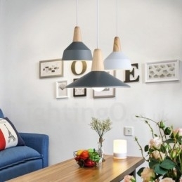 Moderne moderne træ metal pendel i flere farver