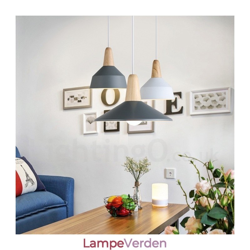 Moderne moderne træ metal pendel i flere farver