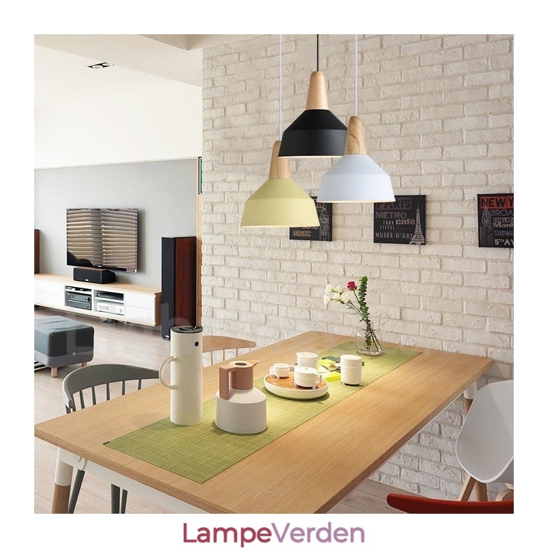 Moderne moderne træ metal pendel i flere farver