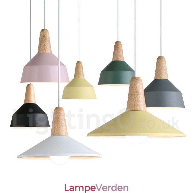 Moderne moderne træ metal pendel i flere farver