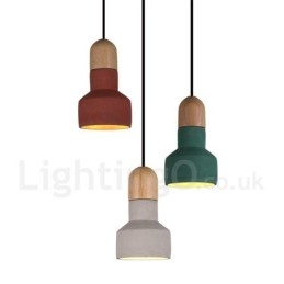 Vintage Wood Concrte Multi Color Pendel til Lampe