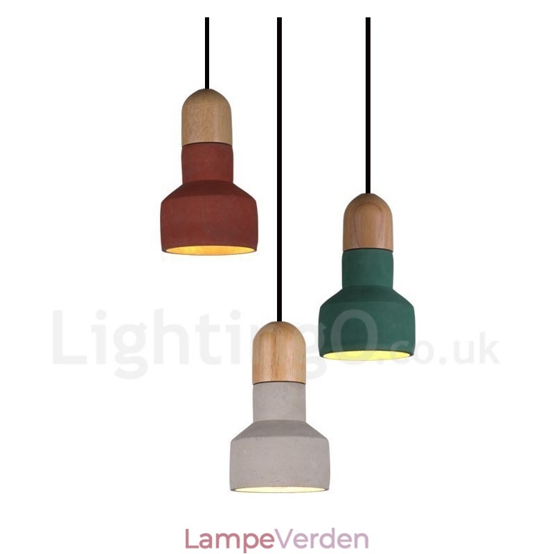 Vintage Wood Concrte Multi Color Pendel til Lampe