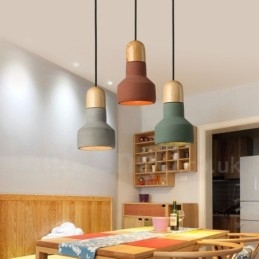 Vintage Wood Concrte Multi Color Pendel til Lampe