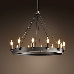 Retro-stil jern pendent lys med 12 lys i stearinlys funktion