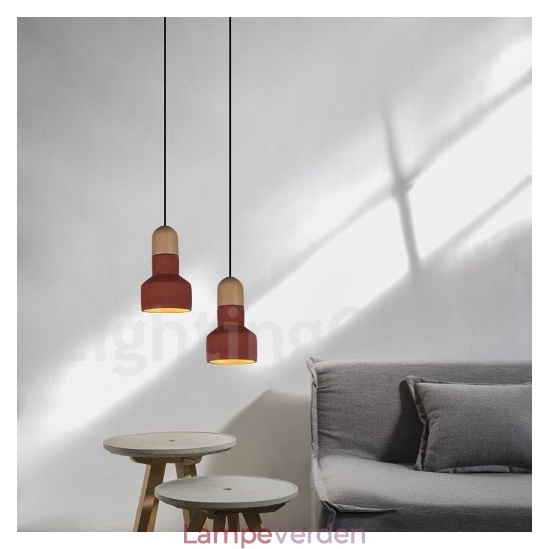 Vintage Wood Concrte Multi Color Pendel til Lampe
