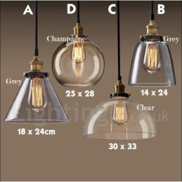 Retro vintage pendel med glasskærmlampe