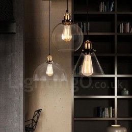 Retro vintage pendel med glasskærmlampe