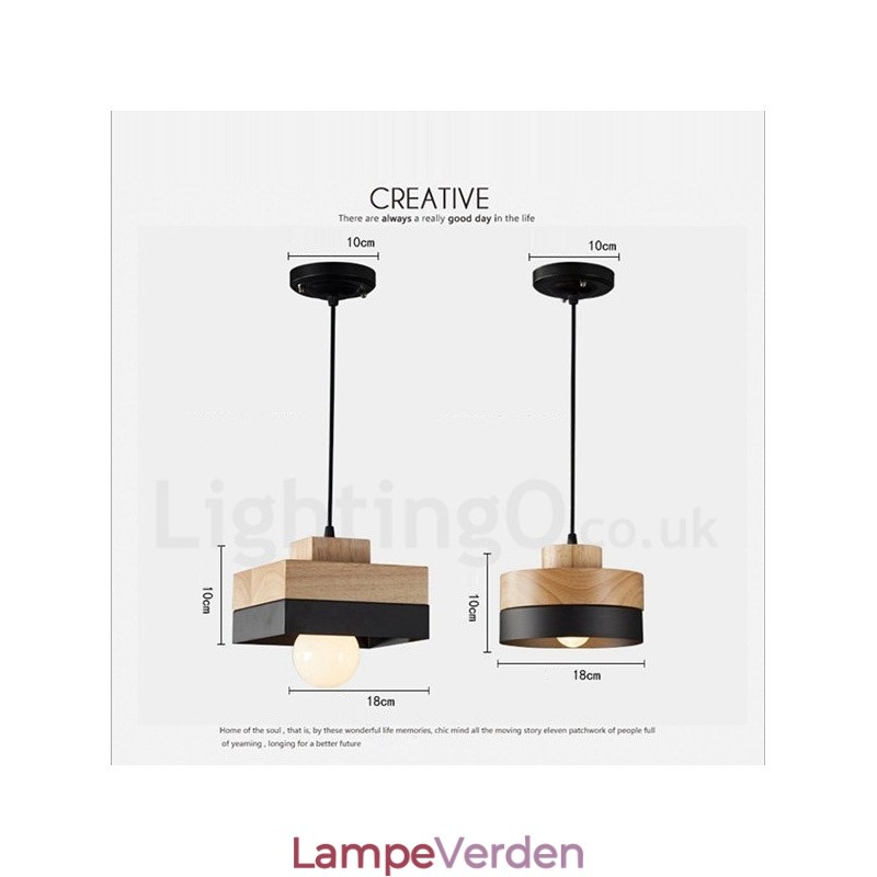 Moderne moderne træ pendellampe i metal