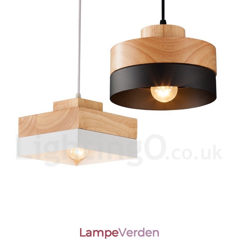 Moderne moderne træ pendellampe i metal