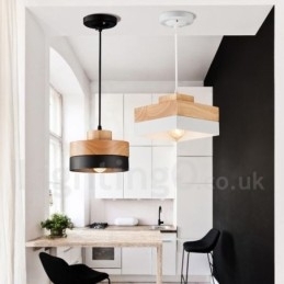 Moderne moderne træ pendellampe i metal